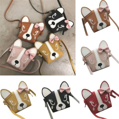 PUDCOCO Hot Pretty Kids Girl Mini Crossbody Bag Cute Dog Bowknot Handbag Fashion Child Shoulder Bag