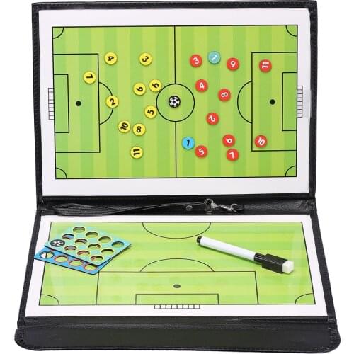 Foldable Football Tactic Board Coaching Board Magnetic Soccer Coach Tactical Plate Book Set with Pen Clipboard Ball Supplies