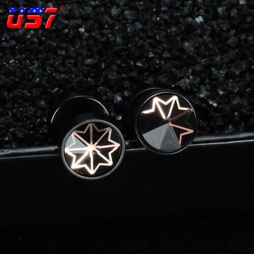 US7 1 Pair Punk Earrings Double Sided Round Bolt Stud Earrings Male Gothic Barbell Black Earrings for Men Women Jewelry Gift