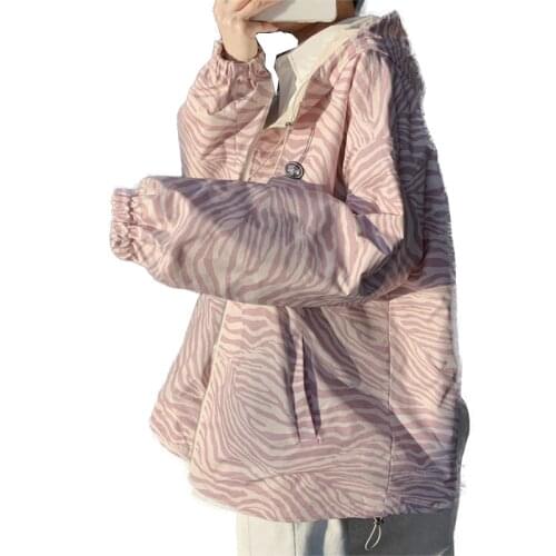 Two-Sided Jacket Womens Loose Printed Coat Fashion 2021 Spring And Autumn New Style BF Fried Street Zebra Pattern Outwear L448