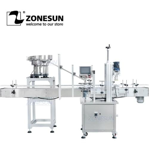 ZONESUN Automatic Pump Spray Beverage Bottle Capping Machine with Vibratory Cap Feeder for Production Line