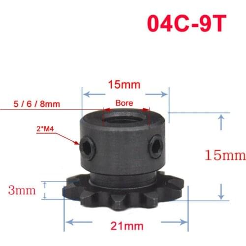 1Pcs 04C Chain Gear Industrial Sprocket Wheel With Top Wire Bore 5/6/8/10mm