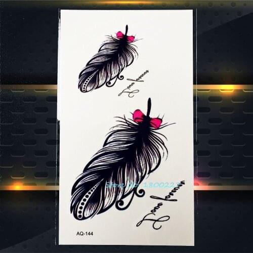 1PC Brand New Arrival 3D Feather Tattoo Stickers Sexy Women PAQ-144 Girls Feather Bowknot Flash Tattoo Waterproof Body Art Hot