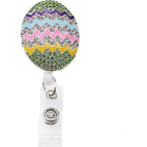 10pcs/lot Free Shipping Easter Egg Retractable ID Badge Holder Key Card Tag For Easter Gift