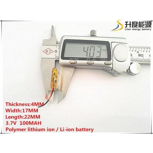 10pcs [SD] 3.7V,100mAH,[401722] Polymer lithium ion / Li-ion battery for TOY,POWER BANK,GPS,mp3,mp4,cell phone,speaker