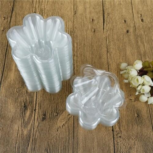 100PCS 200ml Flower Disposable Ice Cream Cup Transparent Plastic Dessert Cup Mousse Cake Cup Salad Bowl For Cold Drinks