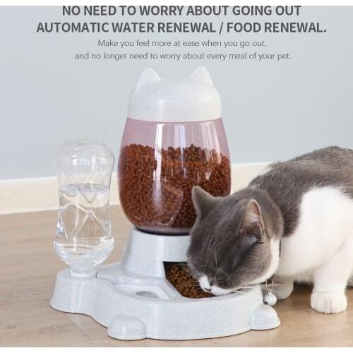 2.2L Pet Dog Cat Automatic Feeder Bowl For Dogs Drinking Water 528ml Bottle Kitten Bowls Slow Food Feeding Container Supplies