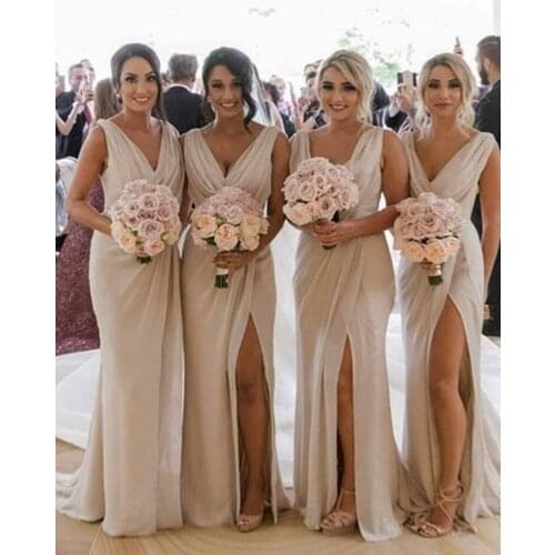 2019 Long Bridesmaid Dresses Womens Wedding Party Sexy Slit Bridesmaid Dresses Wedding Special Event Dresses