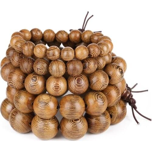 2020 multiple size natural brown round wood wooden beads buddhism rosary prayer beads energy bracelets for man unisex jewelry