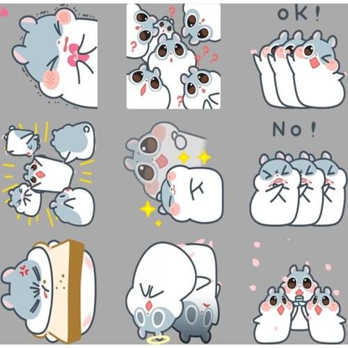 24 anime cute gray hamster family paper sticker decoration DIY album diary scrapbook book label sticker cute stationery