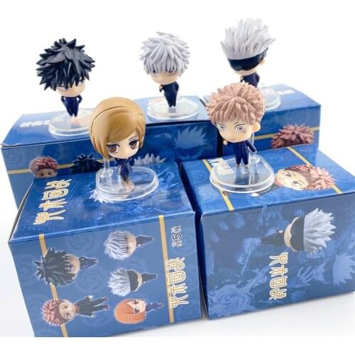 5 Pcs/Set Jujutsu Kaisen Yuji Itadori Keychain Fushiguro Megumi Cosplay Keyring Anime PVC Figure Model Jewelry Fans Gift Decor