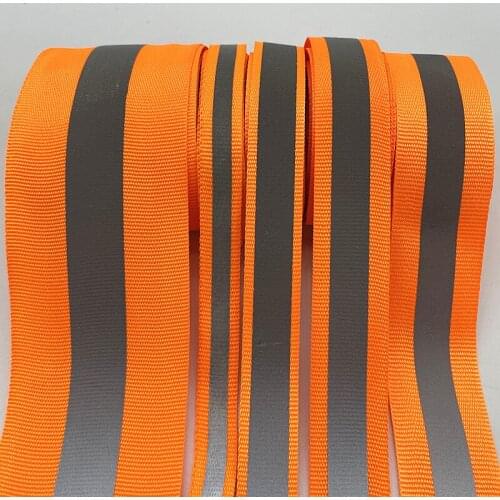 5yards Orange Safety Silver Reflective Sew on Fabric Tape Strap Vest Webbing