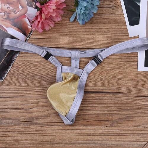 IEFiEL Mens Free Buckle Low Rise Stretchy Open Butt Bikini G-string Jockstraps Gay Hot Sissy Sexy Underwear with Bulge Pouch