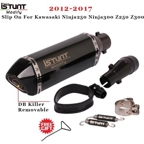 Slip on Motorcycle Exhaust Silencer Modified Escape Muffler Middle Link Pipe for Kawasaki Ninja 300 Ninja250 Z250 Z300 2012-2017