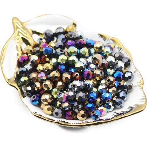 Faceted Austrian Crystal 6mm Plated Color Football Loose Spacer Bead For Jewelry Bracelet Earring Making DIY Jewelry Accessories