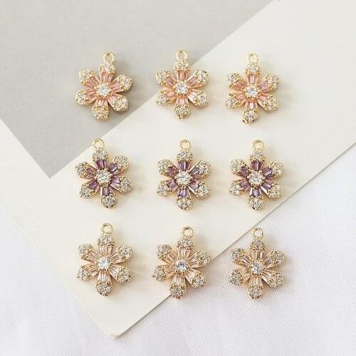 2pcs Vintage Copper plating Flower Earrings For Women 2020 zircon retro style pendant diy jewelry necklace bracelet accessories