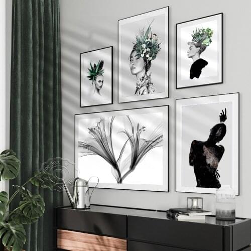 Beautiful Women Fashion Plant Hair Accessories Art Poster, Paris Tower Art Mural, Beauty Salon Dancing Room Wall Decor Prints