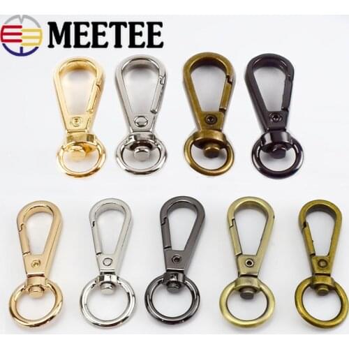 Meetee 10/20pc 8/10mm Bags Carbiner Hook Swivel Trigger Clip for Keychain Dog Collar Handbag Strap Lobster Clasp Accessories