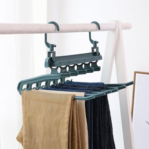 Pants Rack Household Magic Pants Clip Hanger Multifunctional Folding Pants Rack Telescopic Multilayer Pants Rack
