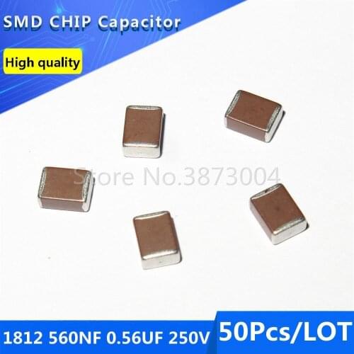 50pcs 1812 4532 560NF 0.56UF 250V 10% Thick Film Chip Multilayer Ceramic Capacitor