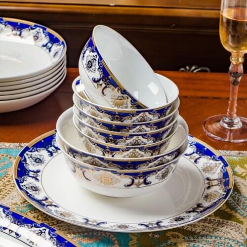 22 pcs Heads Dish set Tableware home simple European jingdezhen ceramics dishes and plates sets