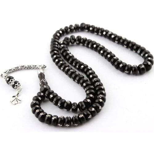 Natural Oltu Stone 925 Silver Tassel 99 Beads For Prayer Tasbih Muslim Rosary Men Women Meditation Jewelry From Turkey