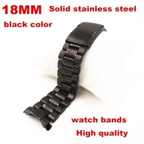 New product - 1PCS High quality 18MM Solid Stainless Steel links Watch band Watch strap black color- 08141