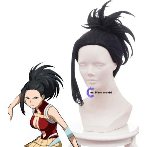 2020 New My Hero Academia Boku no Hiro Akademia Momo Yaoyorozu Black Cosplay Wig+Wig Cap
