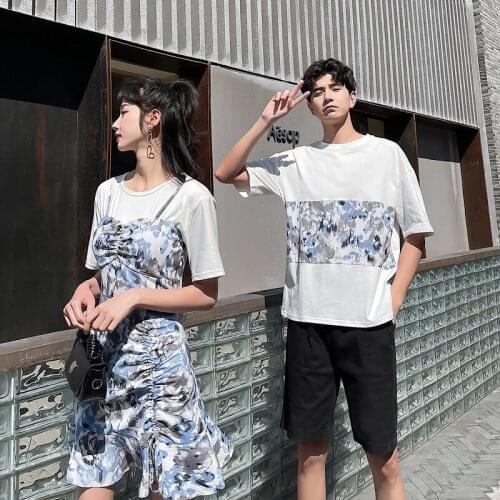 New summer ink-and-wash painting style couples couples clothes couples clothing