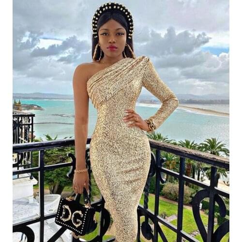 Wholesale Sexy Long Sleeve Mesh Sequins Sparkly Glitter Women Winter Dress 2021 Designer Evening Party Dress Vestido