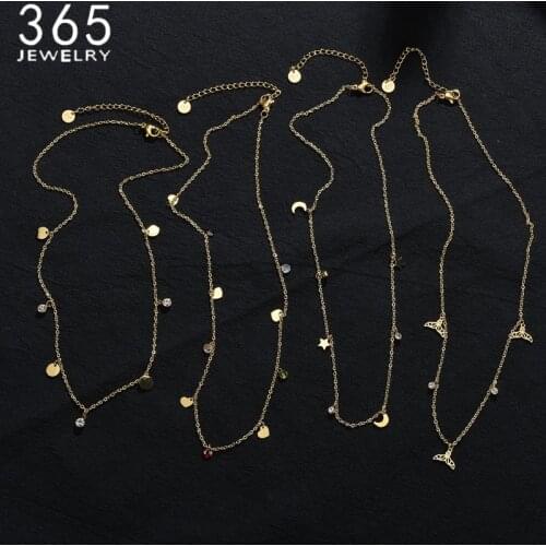 Necklace 4 Styles Jewellery Fish Tail start Moom Heart Pendant Halloween Necklace Light Stones Party Gift For Girls Women Choker