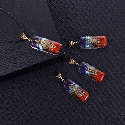 New Fashion Meditation Ogan Seven Chakra Synthetic Crystal Semi-Precious Stones Pendant Necklace