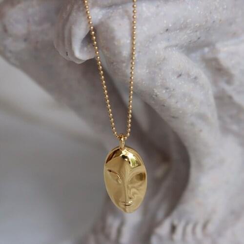 Retro Greek style beauty face heavy work design texture Collar Necklace to send mother gift not fading