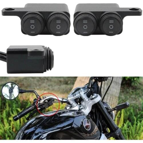 Motorcycle Switch Mirror Mount Switch Headlight Hazard Brake Fog Light Switch Waterproof Aluminum Dual ON-OFF-ON Switch Buttons