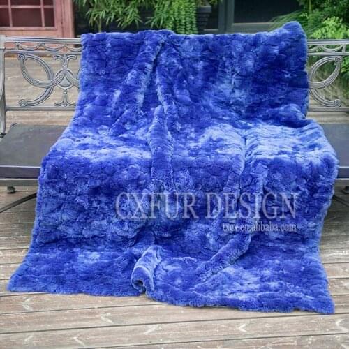 CX-D-65C 2019 New Winter Rug Rugs Genuine Patchwork Rex Rabbit Fur Throw Blanket