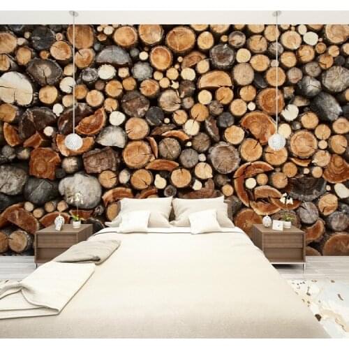 Custom Size 3D Photo Mural Wall Sticker Pile Of Chopped Fire Wood Removable Wall Papers Self-adhesive Vinyl Art Home Decor