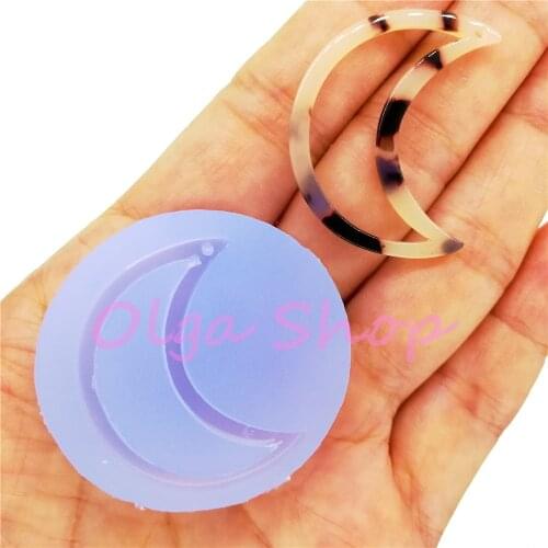 BYL531 31.5mm x 13.9mm Moon Earrings Silicone Mold Earrings Pendant Necklace Making Cabochon Resin Clay Craft Fondant Cake
