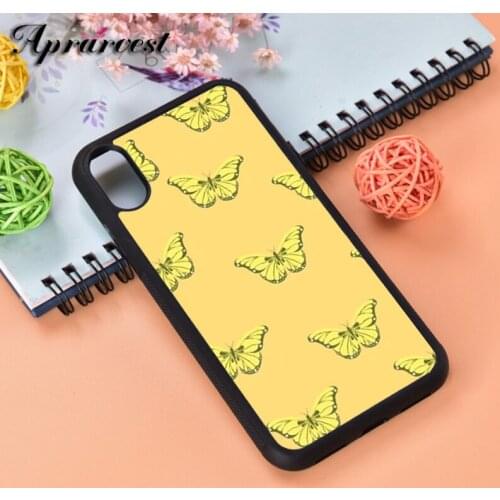 Aprarvest Yellow Butterflies Silicone Rubber Phone Case Cover For iPhone 6 6S 7 8 PLUS X XS XR 11 12 MINI PRO MAX