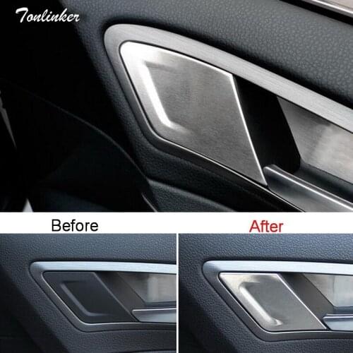 Tonlinker 3 PCS DIY Car Styling Stainless Steel Inner Handle Decorative Light Cover Case Stickers for VW NEW GOLF MK7 Accessries