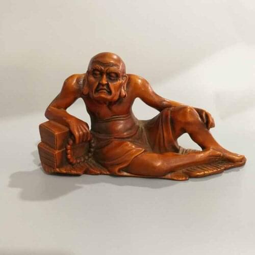 Poplar sculpture crouching Rohan wood carving Buddha antique wood carving pieces playing miscellaneous parts