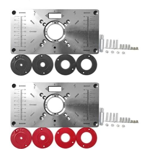 Milling Machine Insert Plate Aluminum Alloy Woodworking Benches With 4 Rings Wood Router Workbench Trimmer Machine Plate Tool
