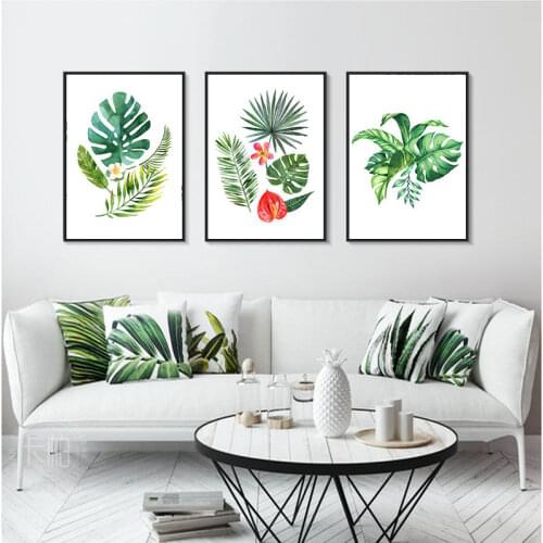 Yumeart Nordic Monstera Plants Canvas Painting Green Leaves Letter Art Print Poster Wall Decoration Home Decor Poster Home Decal