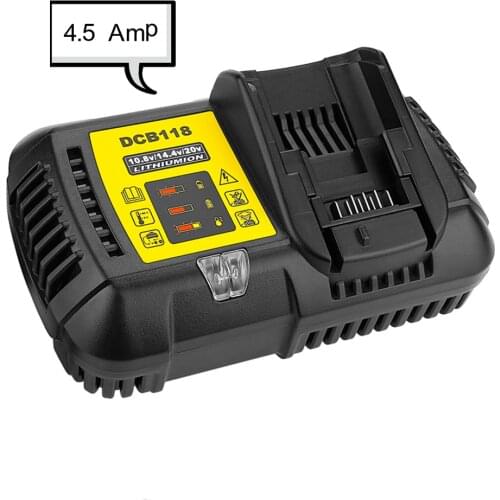 New DCB118 4.5 Amps Rapid Charger for Dewalt 10.8V 12V 14.4V 18V 20V DCB200 DCB205 DCB208 Battery Tools