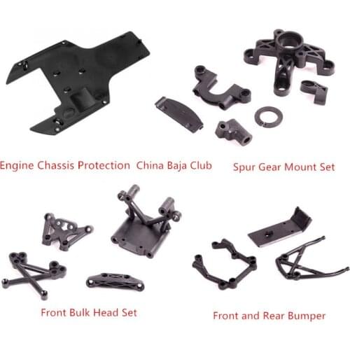 Engine Chassis Protection Spur Gear Mount Set Front Bulk Head Set Front and Rear Bumper for 1/5 HPI Rovan Baja 5B 5T 5SC