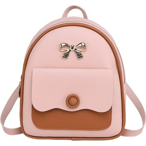 Women PU Leather Backpack Shoulders Daypack For Teenage Girls Kids Multi-Function Small Female Ladies School Backpack