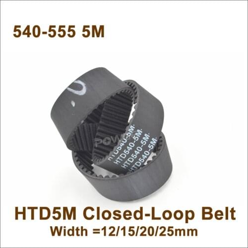 POWGE 540/545/550/555 5M Synchronous Belt Teeth=108/109/110/111 W=12/15/20mm Closed-Loop HTD 5M Timing Belt Pulley 540-5M 550-5M