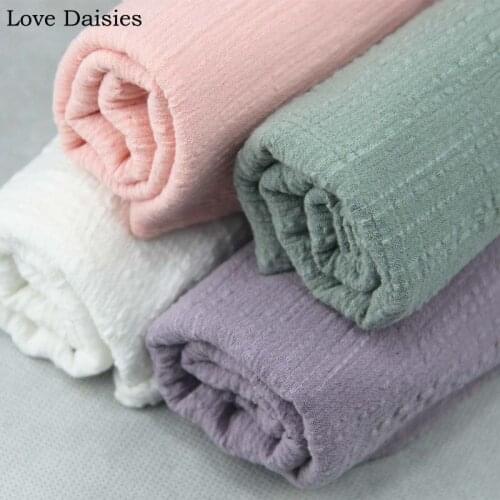 WHITE VIOLET GREEN Seersucker Slub Fresh 100% Cotton Fabric Textile for Kids Women DIY Handwork Clothes Scarf Shirt Dress Tissue