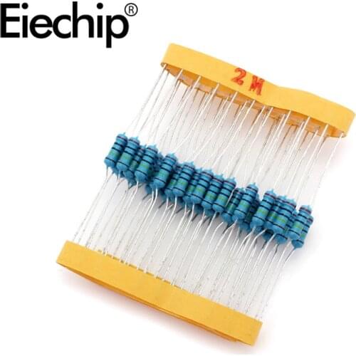100pcs/lot 0.5W 1 ohm 1% Metal film resistor 1/2W resistance 2M Electronic resistors