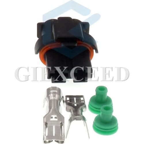 2 Sets 2 Pin Car Electronic Fan Socket Automotive Connector With Pins And Seals For Peugeot Citroen