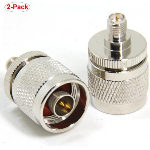 2-Pack RP-SMA Reverse Polarity Female to N-Type Male Antenna Cable Adapter Connector for Radio/RF Coaxial Coax/ Extension Cable